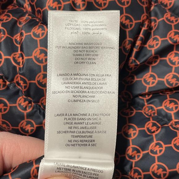 Michael Kors Vest Mens Medium Orange Navy Reversible Puffer Quilted MK Logo - Picture 12 of 16